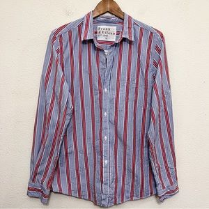 Frank & Eileen Barry Poplin Striped Button Up Top Size XLarge